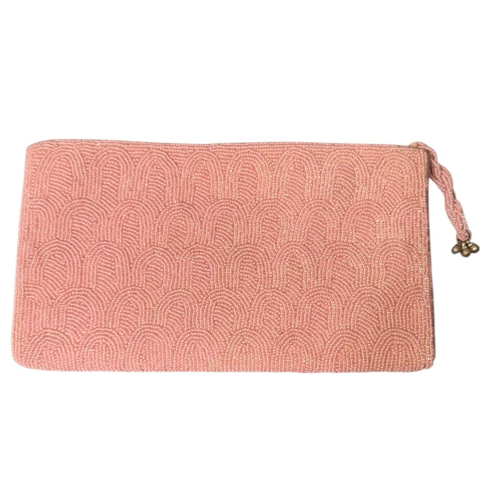Elegant Pink Seed Beaded Clutch - Picture 2 of 10